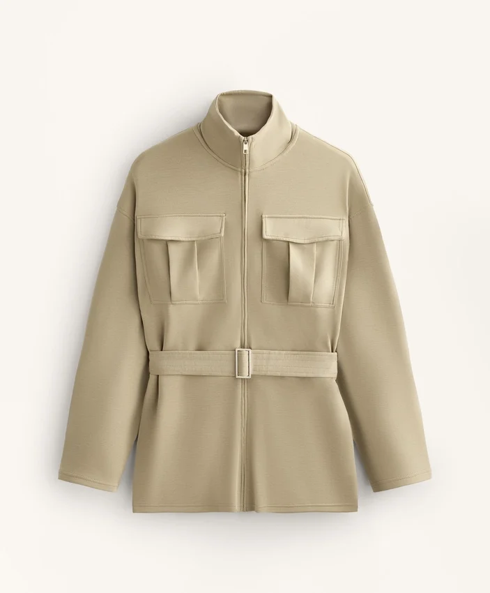 Veste longue au toucher Soft Touch en modal avec ceinture Veste longue au toucher Soft Touch en modal avec ceinture