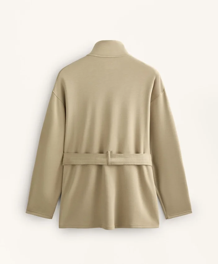 Veste longue au toucher Soft Touch en modal avec ceinture Veste longue au toucher Soft Touch en modal avec ceinture