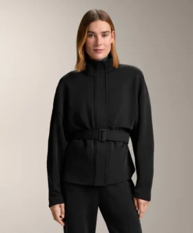 Veste longue à ceinture en modal brossé