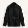 Veste longue à ceinture en modal brossé Veste longue à ceinture en modal brossé