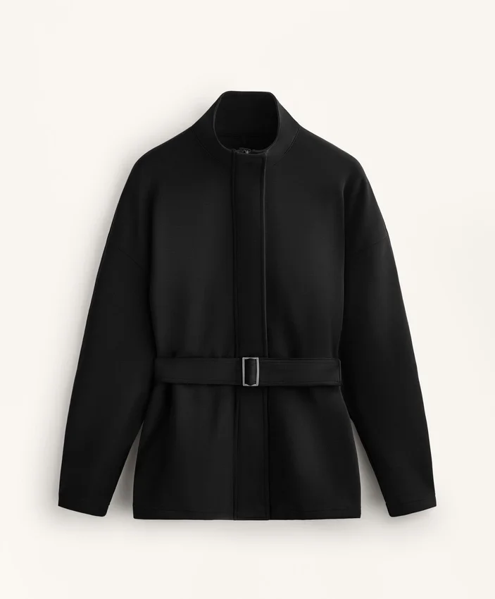 Veste longue à ceinture en modal brossé Veste longue à ceinture en modal brossé