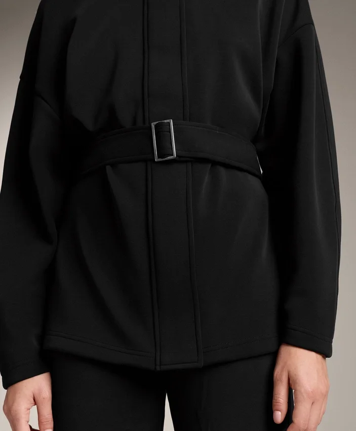 Veste longue à ceinture en modal brossé Veste longue à ceinture en modal brossé