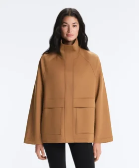 Veste longue effet néoprène