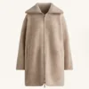 Veste longue en imitation peaux lainées