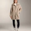 Veste longue en imitation peaux lainées