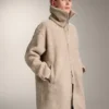 Veste longue en imitation peaux lainées