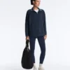 Veste longue en piqué avec passepoil en coton contrasté Veste longue en piqué avec passepoil en coton contrasté