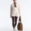 Veste longue en piqué de coton avec ceinture Veste longue en piqué de coton avec ceinture