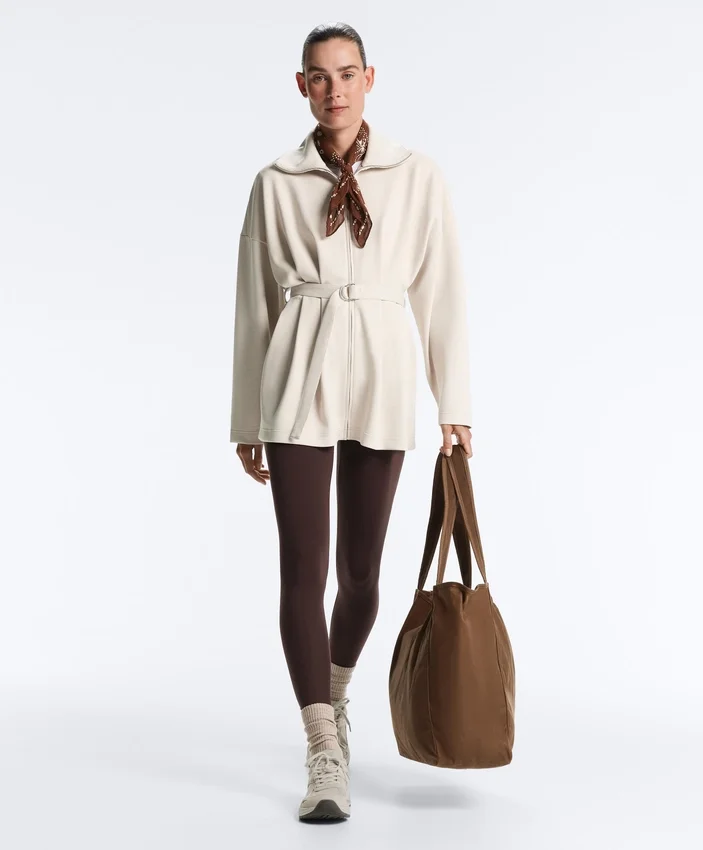 Veste longue en piqué de coton avec ceinture Veste longue en piqué de coton avec ceinture
