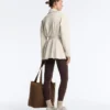 Veste longue en piqué de coton avec ceinture Veste longue en piqué de coton avec ceinture