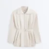 Veste longue en piqué de coton avec ceinture Veste longue en piqué de coton avec ceinture