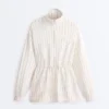 Veste longue à fines rayures avec taille ajustable et modal Soft Touch Veste longue à fines rayures avec taille ajustable et modal Soft Touch