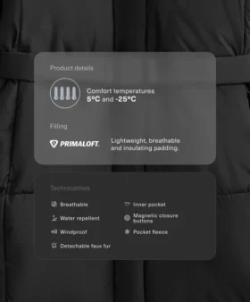 Veste longue matelassée hydrofuge Primaloft®