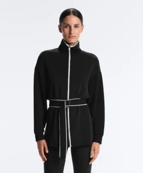 Veste longue à passepoils en modal Soft Touch