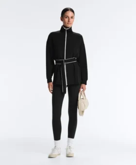 Veste longue à passepoils en modal Soft Touch