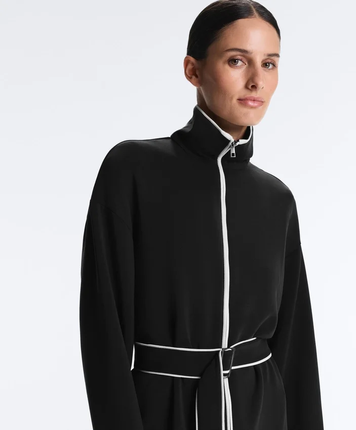 Veste longue à passepoils en modal Soft Touch Veste longue à passepoils en modal Soft Touch