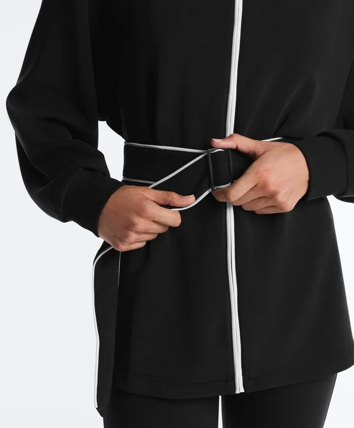Veste longue à passepoils en modal Soft Touch Veste longue à passepoils en modal Soft Touch