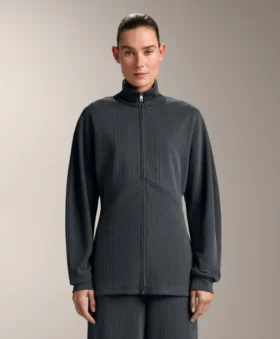 Veste longue à rayures asymétriques en modal