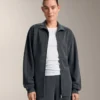 Veste longue à rayures asymétriques en modal Veste longue à rayures asymétriques en modal
