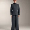 Veste longue à rayures asymétriques en modal Veste longue à rayures asymétriques en modal