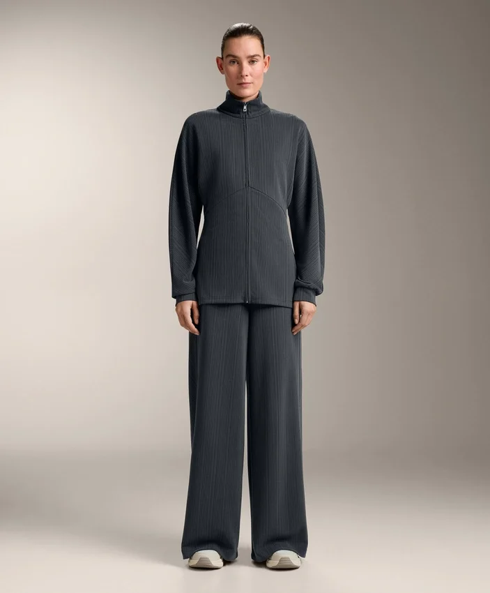 Veste longue à rayures asymétriques en modal Veste longue à rayures asymétriques en modal
