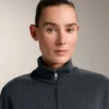 Veste longue à rayures asymétriques en modal Veste longue à rayures asymétriques en modal