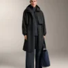 Veste longue à rayures asymétriques en modal Veste longue à rayures asymétriques en modal