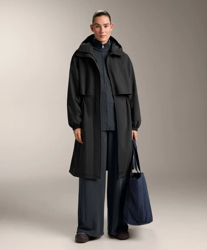 Veste longue à rayures asymétriques en modal Veste longue à rayures asymétriques en modal