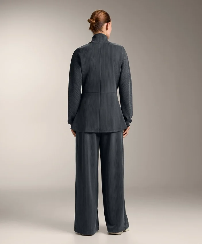 Veste longue à rayures asymétriques en modal Veste longue à rayures asymétriques en modal