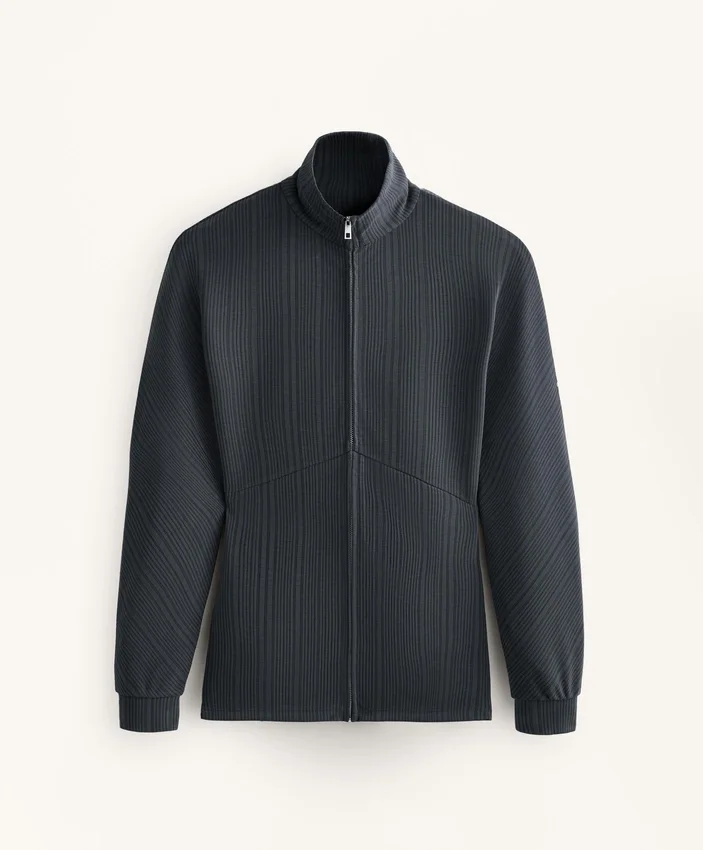 Veste longue à rayures asymétriques en modal Veste longue à rayures asymétriques en modal