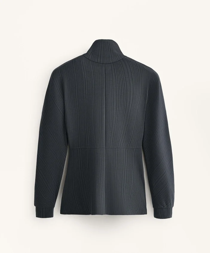 Veste longue à rayures asymétriques en modal Veste longue à rayures asymétriques en modal