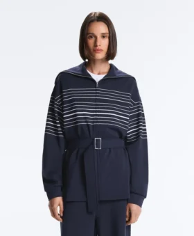 Veste longue à rayures marinières en modal Soft Touch
