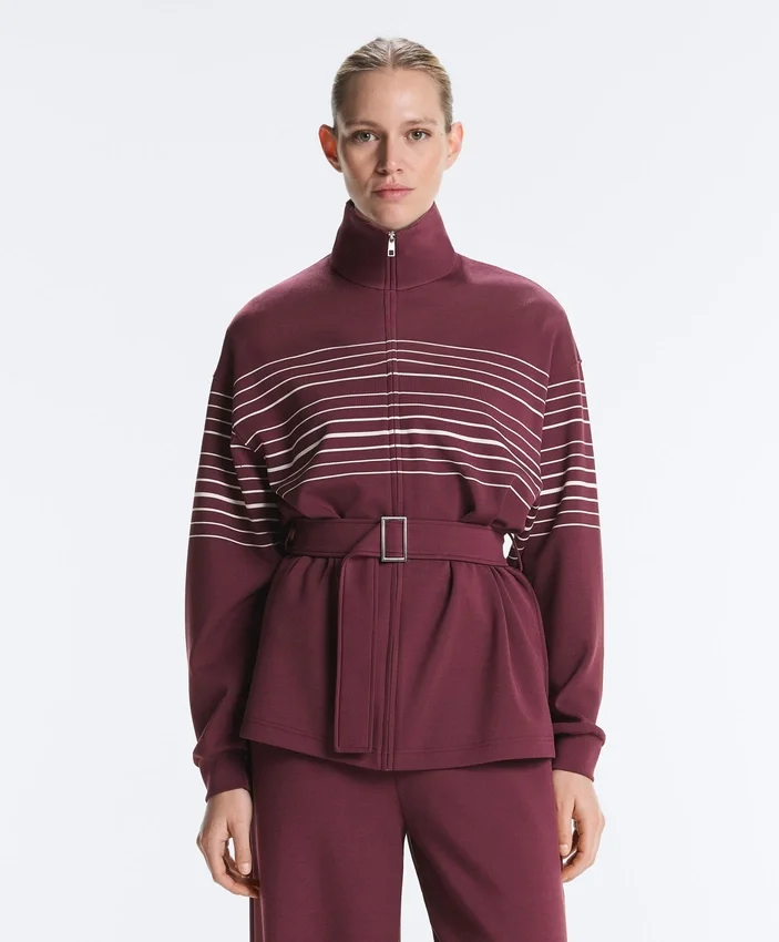 Veste longue à rayures marinières en modal Soft Touch Veste longue à rayures marinières en modal Soft Touch
