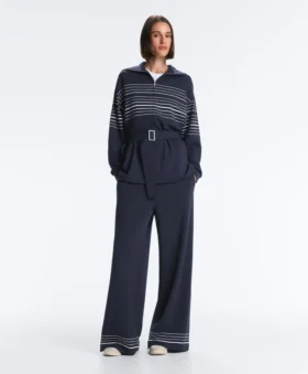 Veste longue à rayures marinières en modal Soft Touch