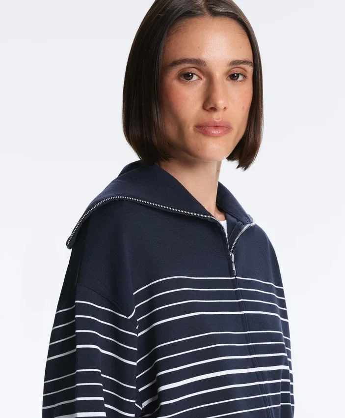 Veste longue à rayures marinières en modal Soft Touch Veste longue à rayures marinières en modal Soft Touch