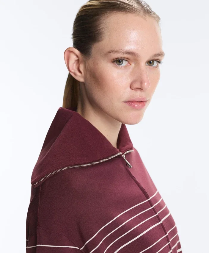 Veste longue à rayures marinières en modal Soft Touch Veste longue à rayures marinières en modal Soft Touch