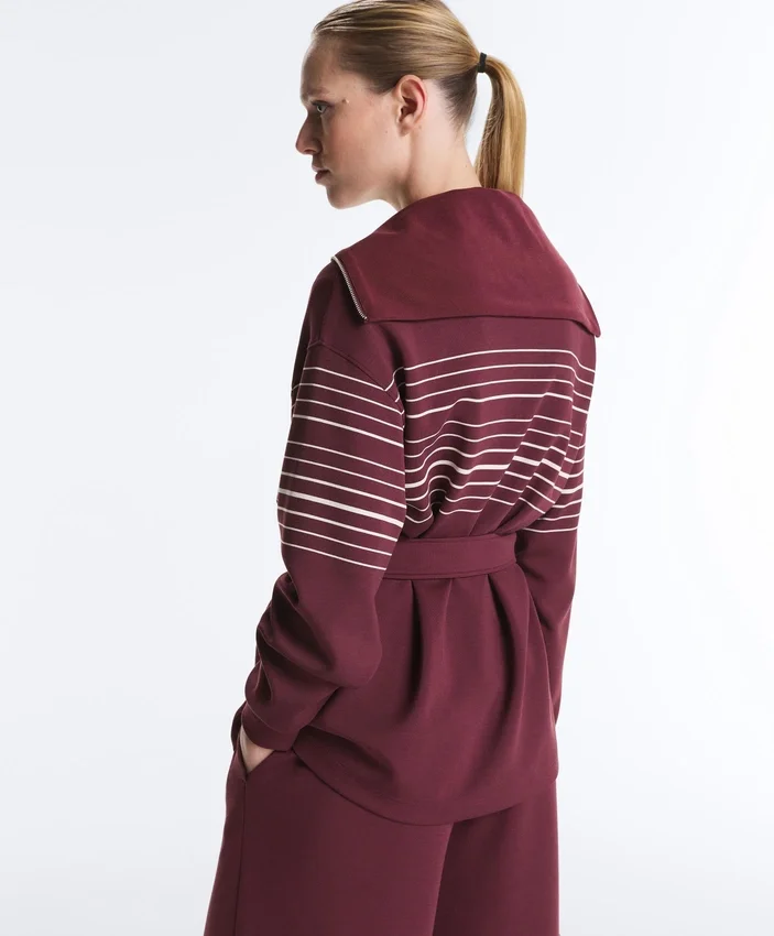 Veste longue à rayures marinières en modal Soft Touch Veste longue à rayures marinières en modal Soft Touch