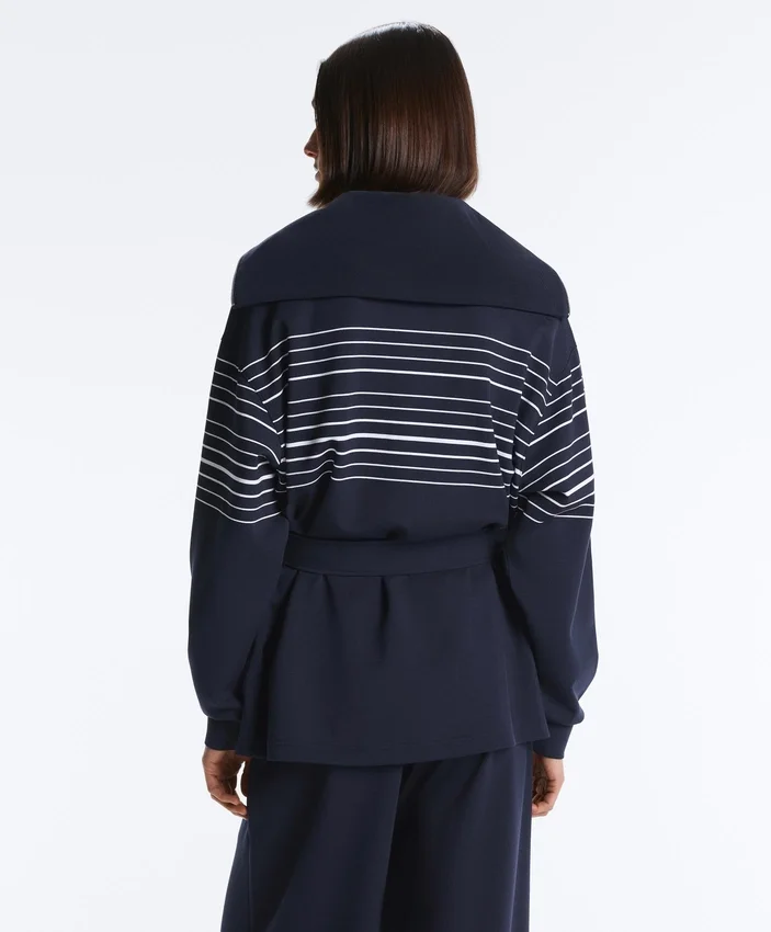Veste longue à rayures marinières en modal Soft Touch Veste longue à rayures marinières en modal Soft Touch