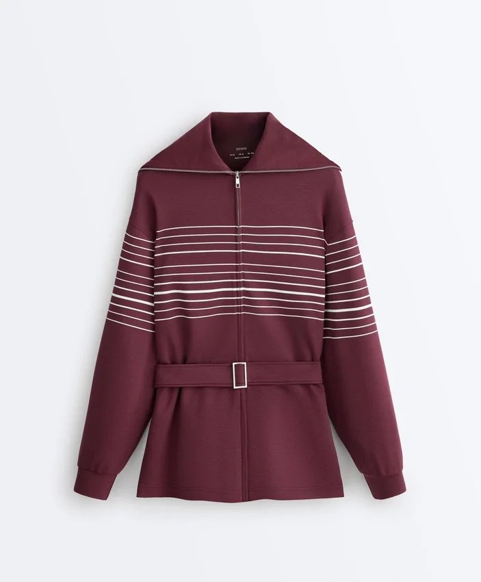 Veste longue à rayures marinières en modal Soft Touch Veste longue à rayures marinières en modal Soft Touch