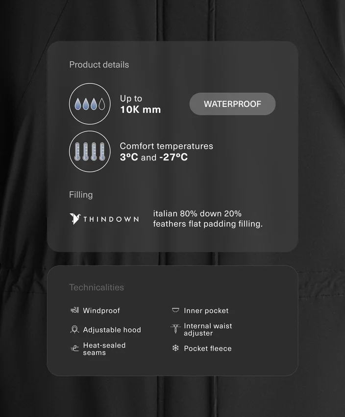 Veste longue rembourrée Extra Light et imperméable 10K Thindown® Veste longue rembourrée Extra Light et imperméable 10K Thindown®