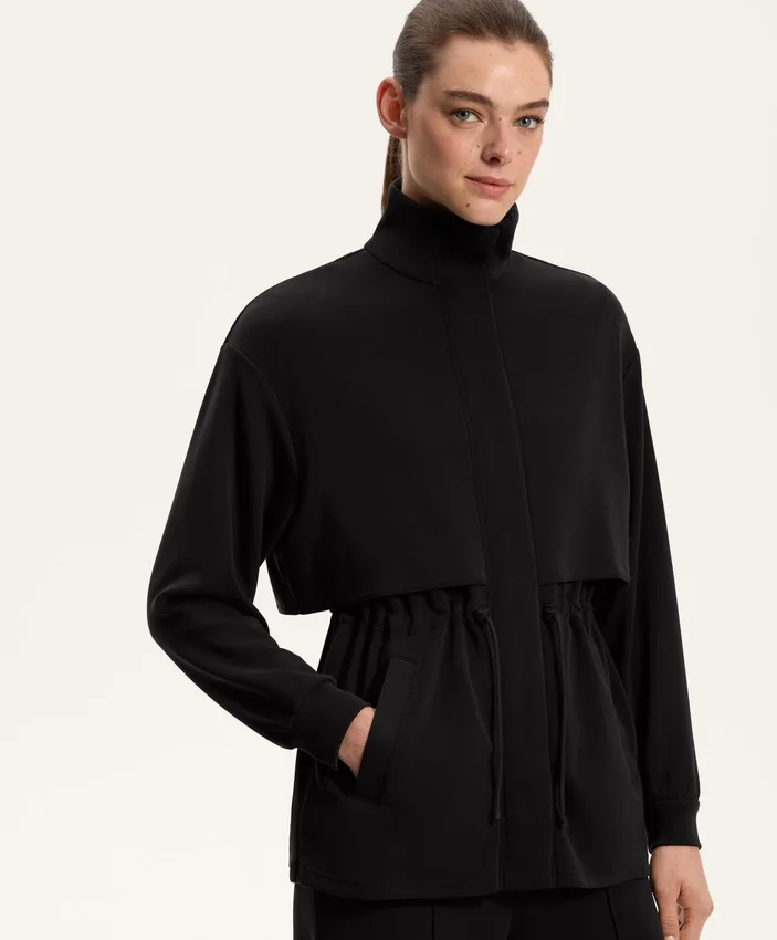 Veste longue Soft Touch avec modal et poches Veste longue Soft Touch avec modal et poches