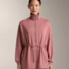 Veste longue à taille ajustable et texture rayée