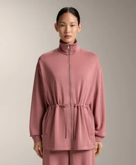 Veste longue à taille ajustable et texture rayée