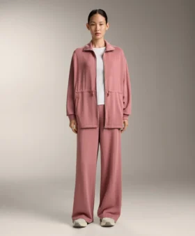 Veste longue à taille ajustable et texture rayée