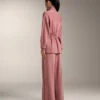 Veste longue à taille ajustable et texture rayée
