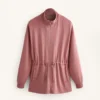 Veste longue à taille ajustable et texture rayée