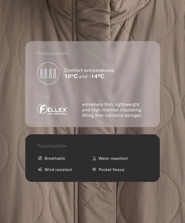Veste matelassée en Fellex® Aerogel déperlante Veste matelassée en Fellex® Aerogel déperlante