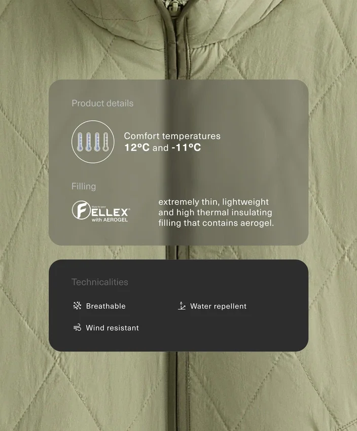 Veste matelassée en Fellex® Aerogel déperlante Veste matelassée en Fellex® Aerogel déperlante