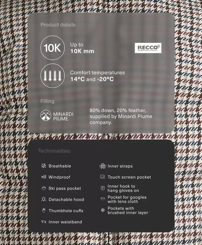 Veste matelassée imprimée 80 % duvet et 20 % plumes Minardi Piume Ski 10K Veste matelassée imprimée 80 % duvet et 20 % plumes Minardi Piume Ski 10K