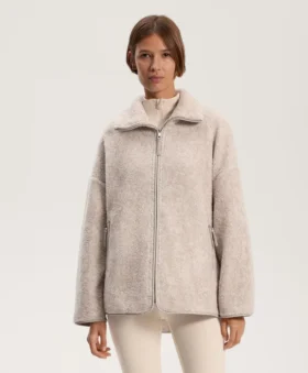 Veste oversize en imitation peaux lainées